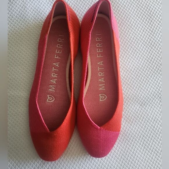 Rothy's Marta Ferri Women's Pink and Red Flats - Picture 1 of 13